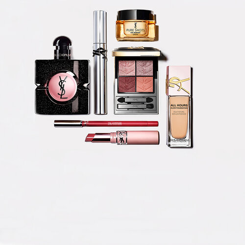 Flat lay of various YSL Beauty products.