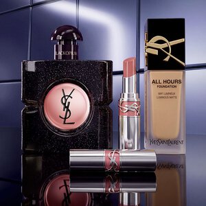 YSL Black Opium perfume, lipstick and All Hours foundation