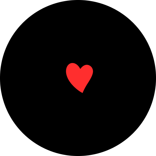Red heart icon centered on a solid black background.