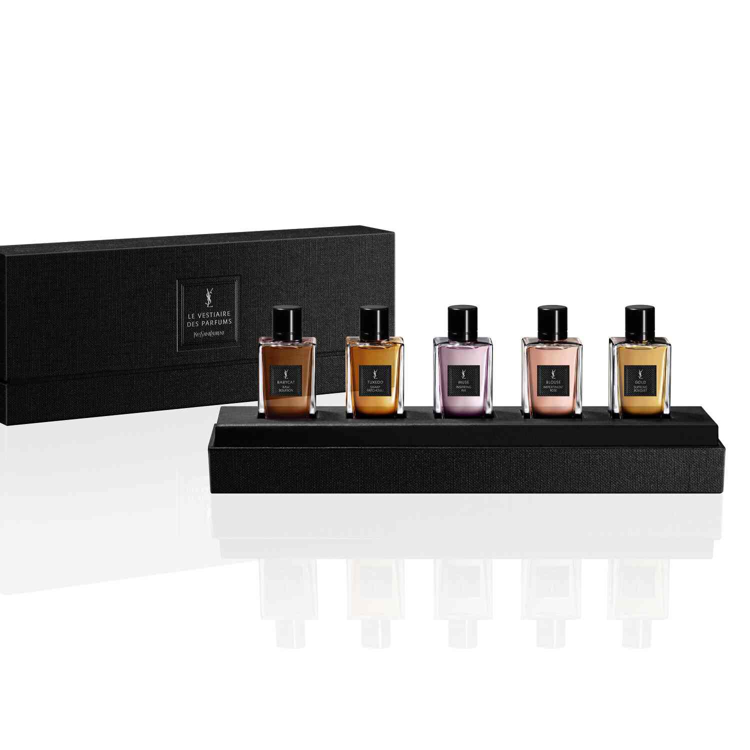 Yves Saint Laurent Le Vestiaire des Parfums fragrance set with five bottles and black box