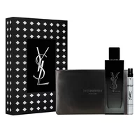 MYSLF Eau de Parfum Holiday set with fragrance bottle, travel size, and couture pouch in a YSL box.