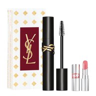 YSL Lash Clash mascara gift set with black mascara, mini pink lipstick, and Holiday box.