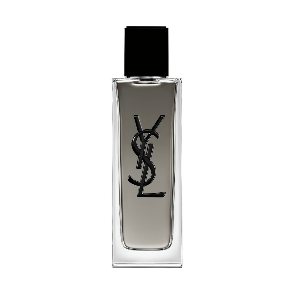 MYSLF Eau de Toilette Intense bottle with black cap and YSL Cassandre logo embossed on the glass.