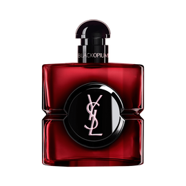 Black Opium Over Red bottle in deep red lacquer with a black center and YSL logo.