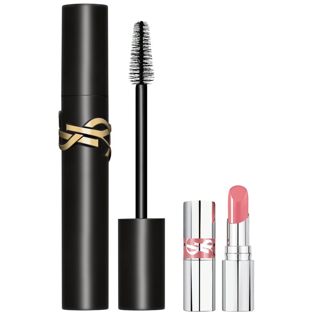 Close-up of YSL Lash Clash mascara and mini lovehsine 44 on a white background.